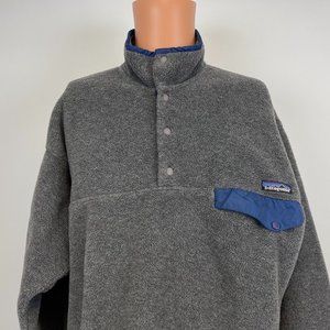 Patagonia Synchilla Snap T Fleece Pullover Jacket Vtg 90s Fall 1995 Grey Size L